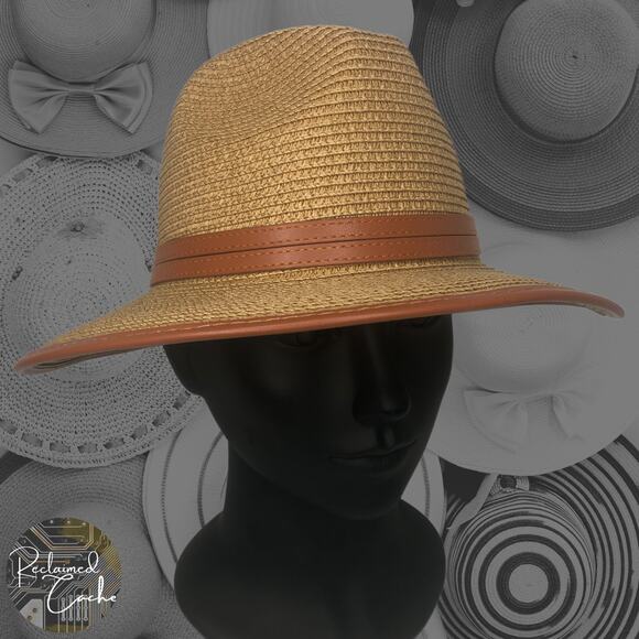 Riah Fashion Brown Straw Woven Fedora - Picture 1 of 9